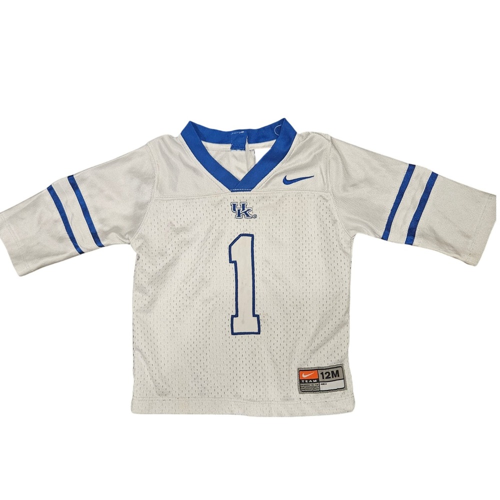 Kids UK Wildcats Football Jersey Nike Team 12M White Blue Number 1